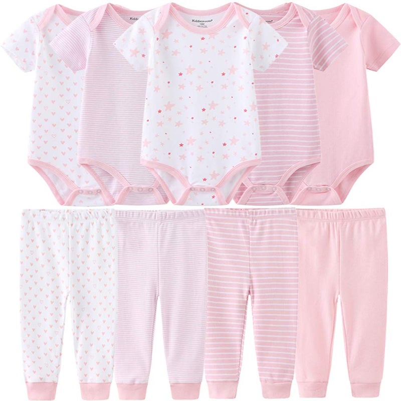 Kiddiezoom Baby Layette Set Baby Boys' 9-Piece Bodysuits Pants Set Toddler Girl Boy Unisex Baby Gift Sets - Image 1